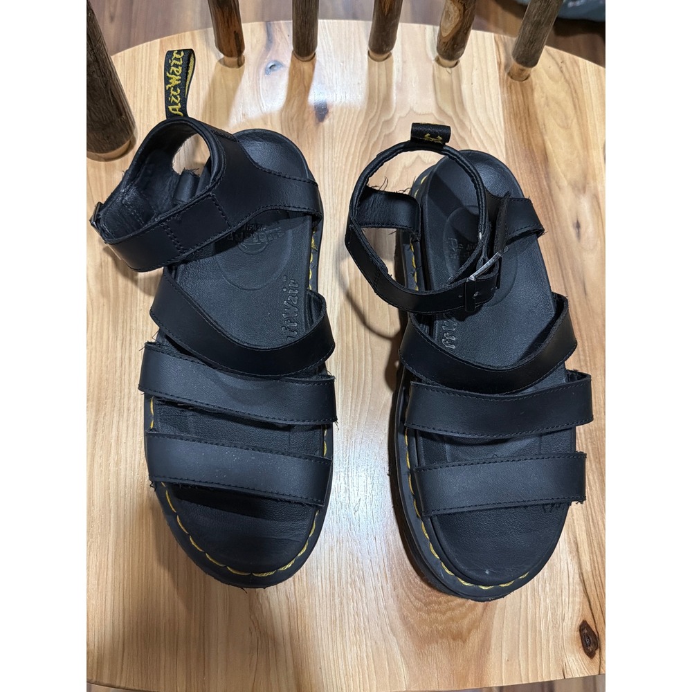 Dr. Martens Blaire Black Leather Gladiator Platform Sandals Women 8 Goth Edgy
